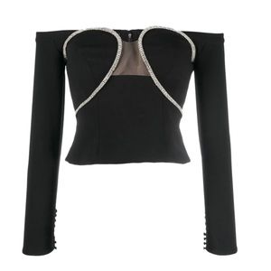 Self-Portrait Crepe Off Shoulder Top